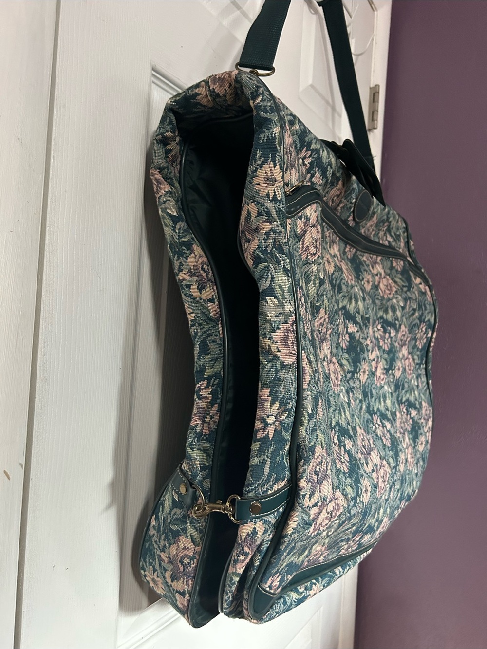 Vintage 1980s Floral Garment Bag By American Flyer nwt travel tapestry - Picture 4 of 12